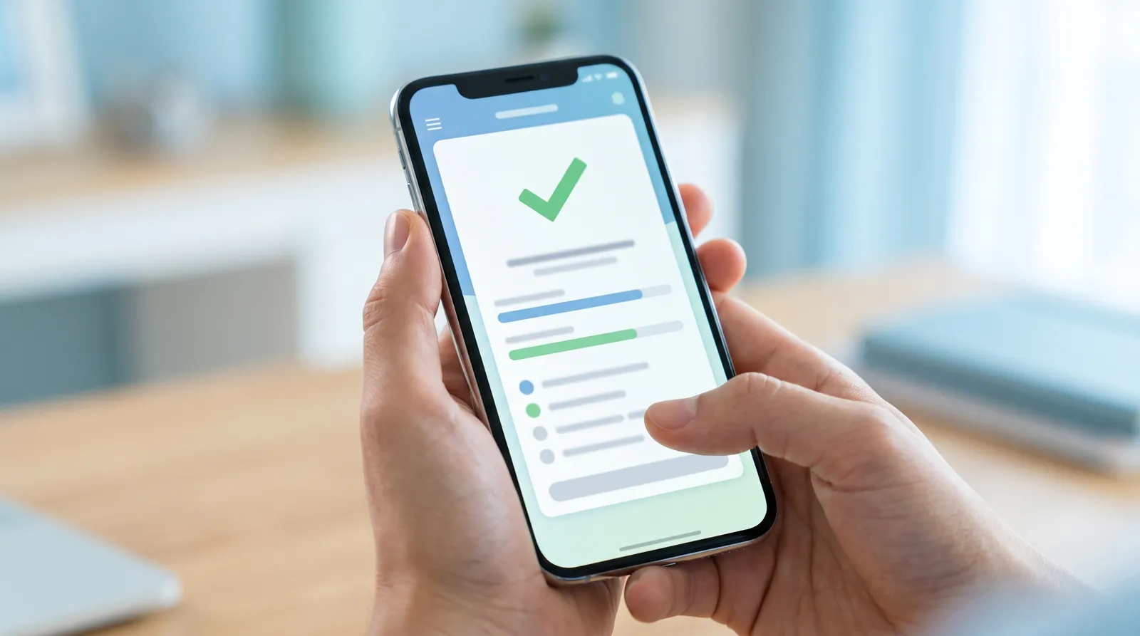 Informe de pre evaluación de visa americana en el celular con visto bueno