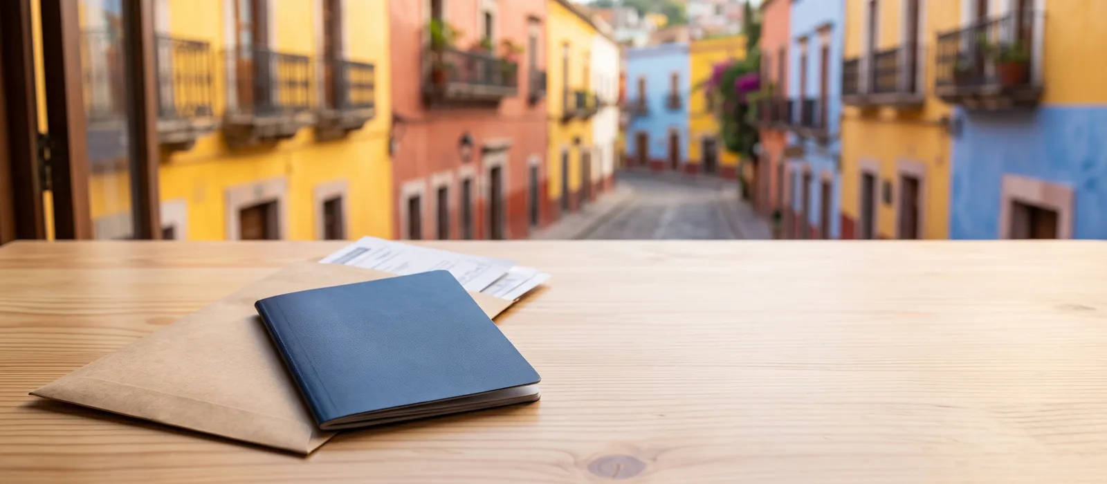 Pasaporte y documentos para la visa México Perú sobre una mesa